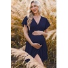 image:imageEkouaer Cotton Labor and Delivery Gown for Hospital 3 in 1 Nursing Nightgown for Breastfeeding Short Sleeve Maternity DressNavy Blue