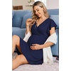 image:imageEkouaer Cotton Labor and Delivery Gown for Hospital 3 in 1 Nursing Nightgown for Breastfeeding Short Sleeve Maternity DressNavy Blue