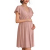 image:imageEkouaer Cotton Labor and Delivery Gown for Hospital 3 in 1 Nursing Nightgown for Breastfeeding Short Sleeve Maternity DressPink