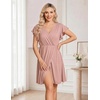 image:imageEkouaer Cotton Labor and Delivery Gown for Hospital 3 in 1 Nursing Nightgown for Breastfeeding Short Sleeve Maternity DressPink
