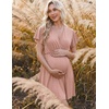image:imageEkouaer Cotton Labor and Delivery Gown for Hospital 3 in 1 Nursing Nightgown for Breastfeeding Short Sleeve Maternity DressPink