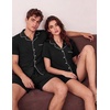 image:imageEkouaer Couple Matching Pajamas Sets Short Sleeve Button Down Pjs Sleepwear 2 Piece Lounge Set XSXXXLBlack