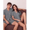 image:imageEkouaer Couple Matching Pajamas Sets Short Sleeve Button Down Pjs Sleepwear 2 Piece Lounge Set XSXXXLGray
