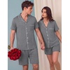 image:imageEkouaer Couple Matching Pajamas Sets Short Sleeve Button Down Pjs Sleepwear 2 Piece Lounge Set XSXXXLGray