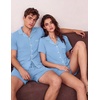 image:imageEkouaer Couple Matching Pajamas Sets Short Sleeve Button Down Pjs Sleepwear 2 Piece Lounge Set XSXXXLLight Blue