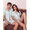 image:imageEkouaer Couple Matching Pajamas Sets Short Sleeve Button Down Pjs Sleepwear 2 Piece Lounge Set XSXXXLLight Blue Cat Print