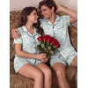 image:imageEkouaer Couple Matching Pajamas Sets Short Sleeve Button Down Pjs Sleepwear 2 Piece Lounge Set XSXXXLLight Blue Cat Print