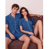 image:imageEkouaer Couple Matching Pajamas Sets Short Sleeve Button Down Pjs Sleepwear 2 Piece Lounge Set XSXXXLNavy Blue
