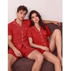 image:imageEkouaer Couple Matching Pajamas Sets Short Sleeve Button Down Pjs Sleepwear 2 Piece Lounge Set XSXXXLRed