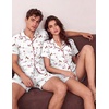 image:imageEkouaer Couple Matching Pajamas Sets Short Sleeve Button Down Pjs Sleepwear 2 Piece Lounge Set XSXXXLWhite Puppy Couple Print
