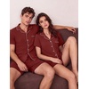 image:imageEkouaer Couple Matching Pajamas Sets Short Sleeve Button Down Pjs Sleepwear 2 Piece Lounge Set XSXXXLWine Red