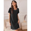 image:imageEkouaer Nightgowns for Women 2 Pack Night Gowns Short Sleeve Sleepshirts Pullover Nightshirts Soft SleepwearBlackBlue Green