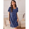 image:imageEkouaer Nightgowns for Women 2 Pack Night Gowns Short Sleeve Sleepshirts Pullover Nightshirts Soft SleepwearBlackBlue Star