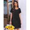 image:imageEkouaer Nightgowns for Women 2 Pack Night Gowns Short Sleeve Sleepshirts Pullover Nightshirts Soft SleepwearBlackBlue Star