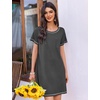 image:imageEkouaer Nightgowns for Women 2 Pack Night Gowns Short Sleeve Sleepshirts Pullover Nightshirts Soft SleepwearBlackDark Grey