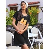 image:imageEkouaer Nightgowns for Women 2 Pack Night Gowns Short Sleeve Sleepshirts Pullover Nightshirts Soft SleepwearBlackDark Grey