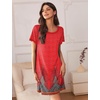 image:imageEkouaer Nightgowns for Women 2 Pack Night Gowns Short Sleeve Sleepshirts Pullover Nightshirts Soft SleepwearBlackRed Feather
