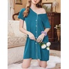 image:imageEkouaer Nightgowns for Women 3 Pack Sleep Shirts Button Down Pajama Dress Short Sleeve Nightshirt Sleepwear NightdressBlackGreyBlue Green