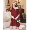 image:imageEkouaer Nightgowns for Women 3 Pack Sleep Shirts Button Down Pajama Dress Short Sleeve Nightshirt Sleepwear NightdressBlackGreyWine Red