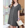 image:imageEkouaer Nightgowns for Women 3 Pack Sleep Shirts Button Down Pajama Dress Short Sleeve Nightshirt Sleepwear NightdressBlackGreyWine Red