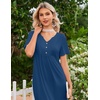 image:imageEkouaer Nightgowns for Women Bamboo Viscose Long Night Gown Short Sleeve Moo Moos V Neck Sleep Shirts Pleated House DressBlue