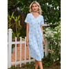 image:imageEkouaer Nightgowns for Women Bamboo Viscose Long Night Gown Short Sleeve Moo Moos V Neck Sleep Shirts Pleated House DressBlue Floral