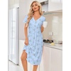 image:imageEkouaer Nightgowns for Women Bamboo Viscose Long Night Gown Short Sleeve Moo Moos V Neck Sleep Shirts Pleated House DressBlue Floral