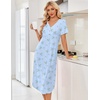 image:imageEkouaer Nightgowns for Women Bamboo Viscose Long Night Gown Short Sleeve Moo Moos V Neck Sleep Shirts Pleated House DressBlue Floral