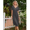 image:imageEkouaer Nightgowns for Women Bamboo Viscose Long Night Gown Short Sleeve Moo Moos V Neck Sleep Shirts Pleated House DressDark Grey