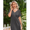 image:imageEkouaer Nightgowns for Women Bamboo Viscose Long Night Gown Short Sleeve Moo Moos V Neck Sleep Shirts Pleated House DressDark Grey