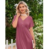 image:imageEkouaer Nightgowns for Women Bamboo Viscose Long Night Gown Short Sleeve Moo Moos V Neck Sleep Shirts Pleated House DressDark Pink