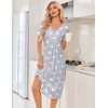 image:imageEkouaer Nightgowns for Women Bamboo Viscose Long Night Gown Short Sleeve Moo Moos V Neck Sleep Shirts Pleated House DressGrey Stars