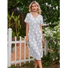 image:imageEkouaer Nightgowns for Women Bamboo Viscose Long Night Gown Short Sleeve Moo Moos V Neck Sleep Shirts Pleated House DressGrey Stars
