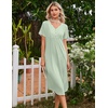 image:imageEkouaer Nightgowns for Women Bamboo Viscose Long Night Gown Short Sleeve Moo Moos V Neck Sleep Shirts Pleated House DressLight Green