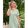 image:imageEkouaer Nightgowns for Women Bamboo Viscose Long Night Gown Short Sleeve Moo Moos V Neck Sleep Shirts Pleated House DressLight Green