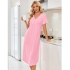 image:imageEkouaer Nightgowns for Women Bamboo Viscose Long Night Gown Short Sleeve Moo Moos V Neck Sleep Shirts Pleated House DressPink