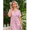 image:imageEkouaer Nightgowns for Women Bamboo Viscose Long Night Gown Short Sleeve Moo Moos V Neck Sleep Shirts Pleated House DressPink Floral
