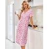 image:imageEkouaer Nightgowns for Women Bamboo Viscose Long Night Gown Short Sleeve Moo Moos V Neck Sleep Shirts Pleated House DressPink Floral