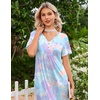 image:imageEkouaer Nightgowns for Women Bamboo Viscose Long Night Gown Short Sleeve Moo Moos V Neck Sleep Shirts Pleated House DressTie Dye Blue