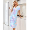 image:imageEkouaer Nightgowns for Women Bamboo Viscose Long Night Gown Short Sleeve Moo Moos V Neck Sleep Shirts Pleated House DressTie Dye Blue