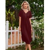 image:imageEkouaer Nightgowns for Women Bamboo Viscose Long Night Gown Short Sleeve Moo Moos V Neck Sleep Shirts Pleated House DressWine Red