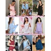 image:imageEkouaer Pajama for Women Set 2 Piece Ruffle Pjs Soft Tank Top and Shorts Sleepwear Set Bridal Pajama Set for WomenBlue Green