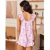 image:imageEkouaer Pajama for Women Set 2 Piece Ruffle Pjs Soft Tank Top and Shorts Sleepwear Set Bridal Pajama Set for WomenPink Stripe Bow