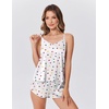 image:imageEkouaer Satin Pajamas Set for Women Silk Cami Pjs Sets Soft Sleepwear V Neck Camisole Top and ShortsWhite Heart