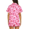 image:imageEkouaer Silk Pajamas for Women Short Sleeve Sleepwear Soft Button Down Loungewear 2 Piece Satin Pjs Shorts SetPink Heart