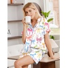 image:imageEkouaer Silk Pajamas for Women Short Sleeve Sleepwear Soft Button Down Loungewear 2 Piece Satin Pjs Shorts SetWhite Bow Knot