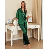 image:imageEkouaer Silk Satin Pajamas Set Women Short Sleeve Pj Sets Button Down Sleepwear 2 Piece Soft Loungewear SXXLGreen