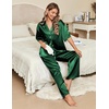 image:imageEkouaer Silk Satin Pajamas Set Women Short Sleeve Pj Sets Button Down Sleepwear 2 Piece Soft Loungewear SXXLGreen