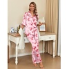 image:imageEkouaer Silk Satin Pajamas Set Women Short Sleeve Pj Sets Button Down Sleepwear 2 Piece Soft Loungewear SXXLRed Bow