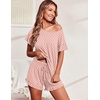 image:imageEkouaer Womens Pajama Set Ruffle Sleeves Top and Short Soft 2 Piece Loungewear SetPink Polka Dots